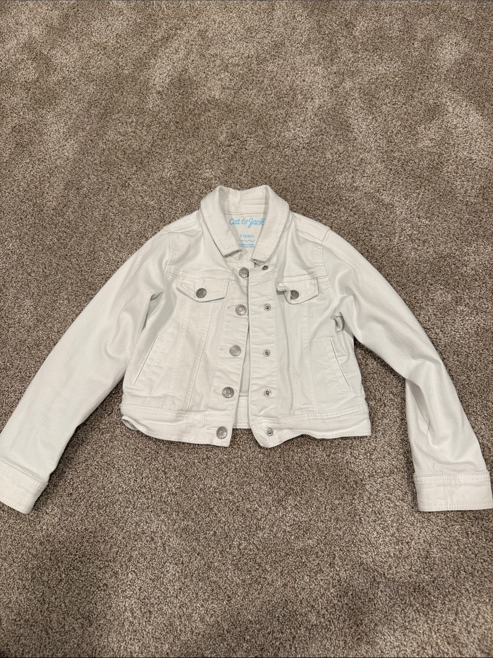Cat & Jack Cream Girls' Cropped Denim Jacket
